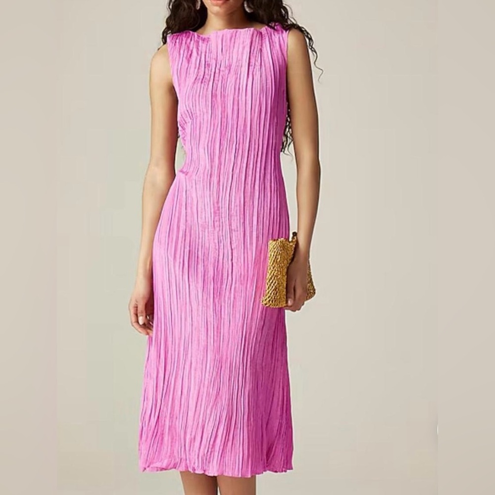 J. Crew Crinkled high-neck sheath dress pink